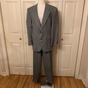 Hart Schaffer Marx Wool Gray Stripe Suit Size 40R